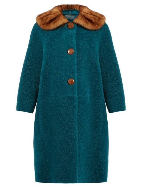 womens prada coat with fur collar|Prada Shearling Fur Coat .